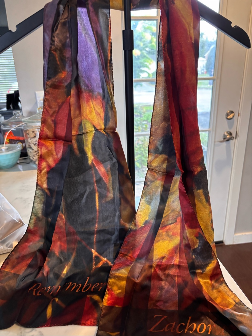 Remember Zachor Decorative Sheer Scarf - Multicolor Autumn Accent